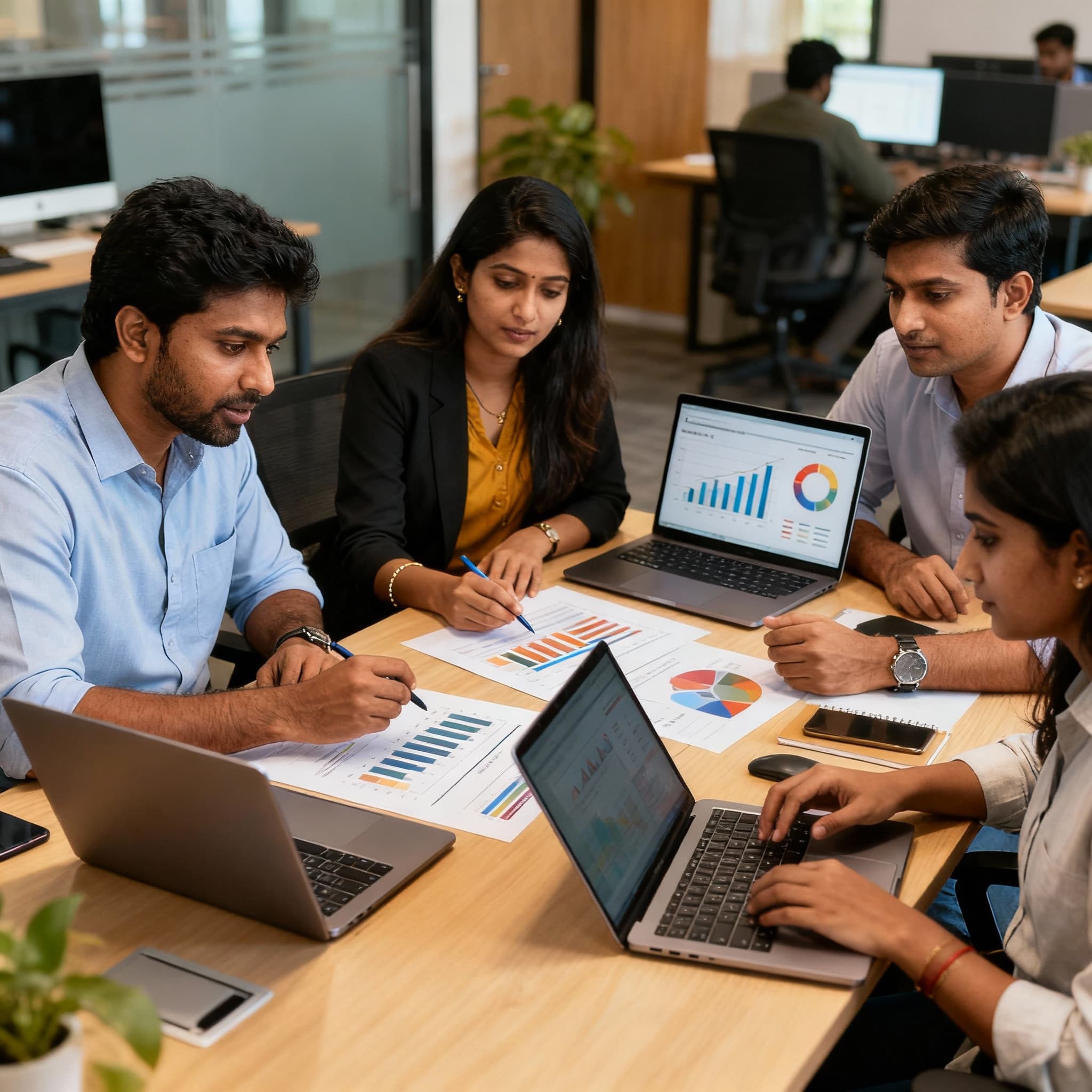 Team collaborating on a project