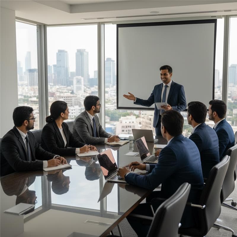 Team collaborating on a project